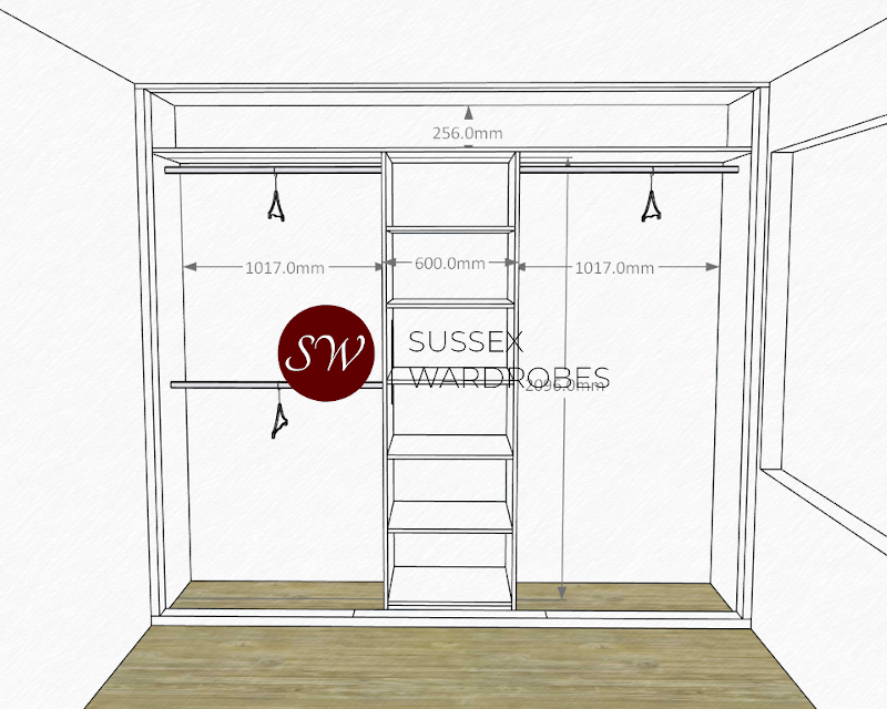 Dimension Line Drawing of a Fitted Wardrobe