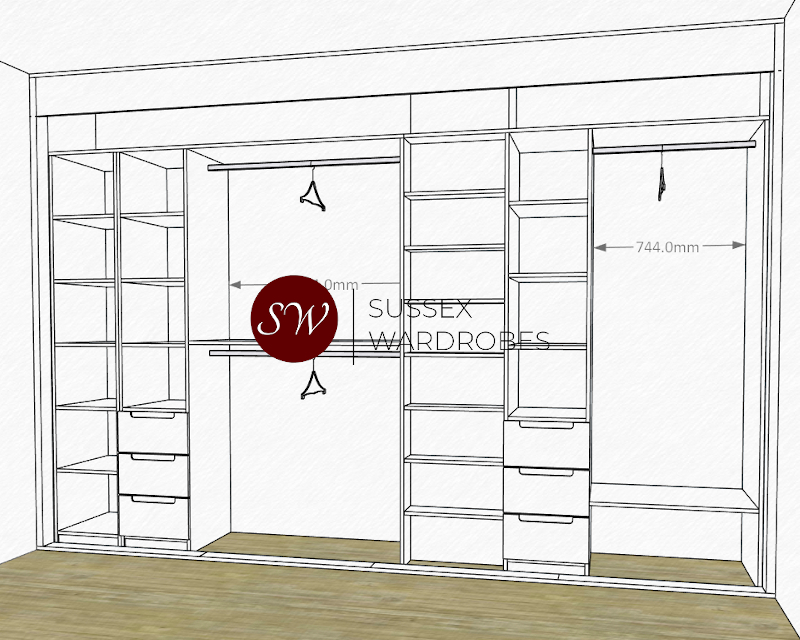 Line Drawing of a Fitted Wardrobe to scale