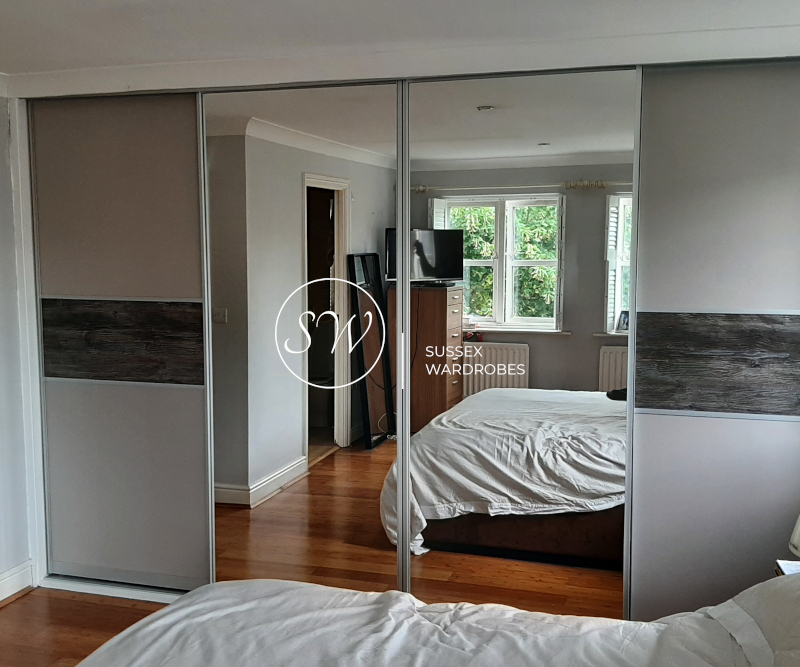 Mirror and Three Panel Wardrobe Doors