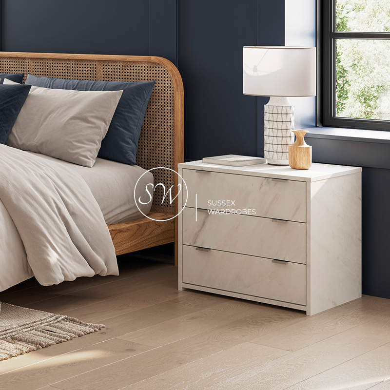 Marble Effect Bedside Cabinet