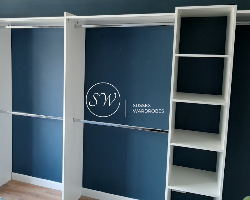 Wardrobe Interior with a Blue Back Wall