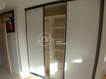 Anthracite Frame, White Glass Sliding Wardrobe Doors