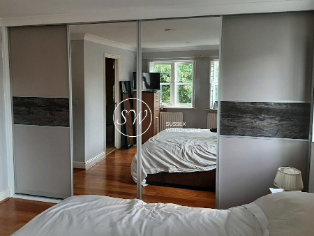 Full Panel Mirror and Three Panel Solid Colour/ Woodgrain Effect Wardrobe Doors