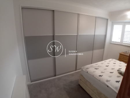 Three Panel Sliding Wardrobe Doors with Two Solid Colour Finishes