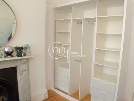 Fitted Wardrobe Drawers, Shelves and Rails. Before the Doors are installed